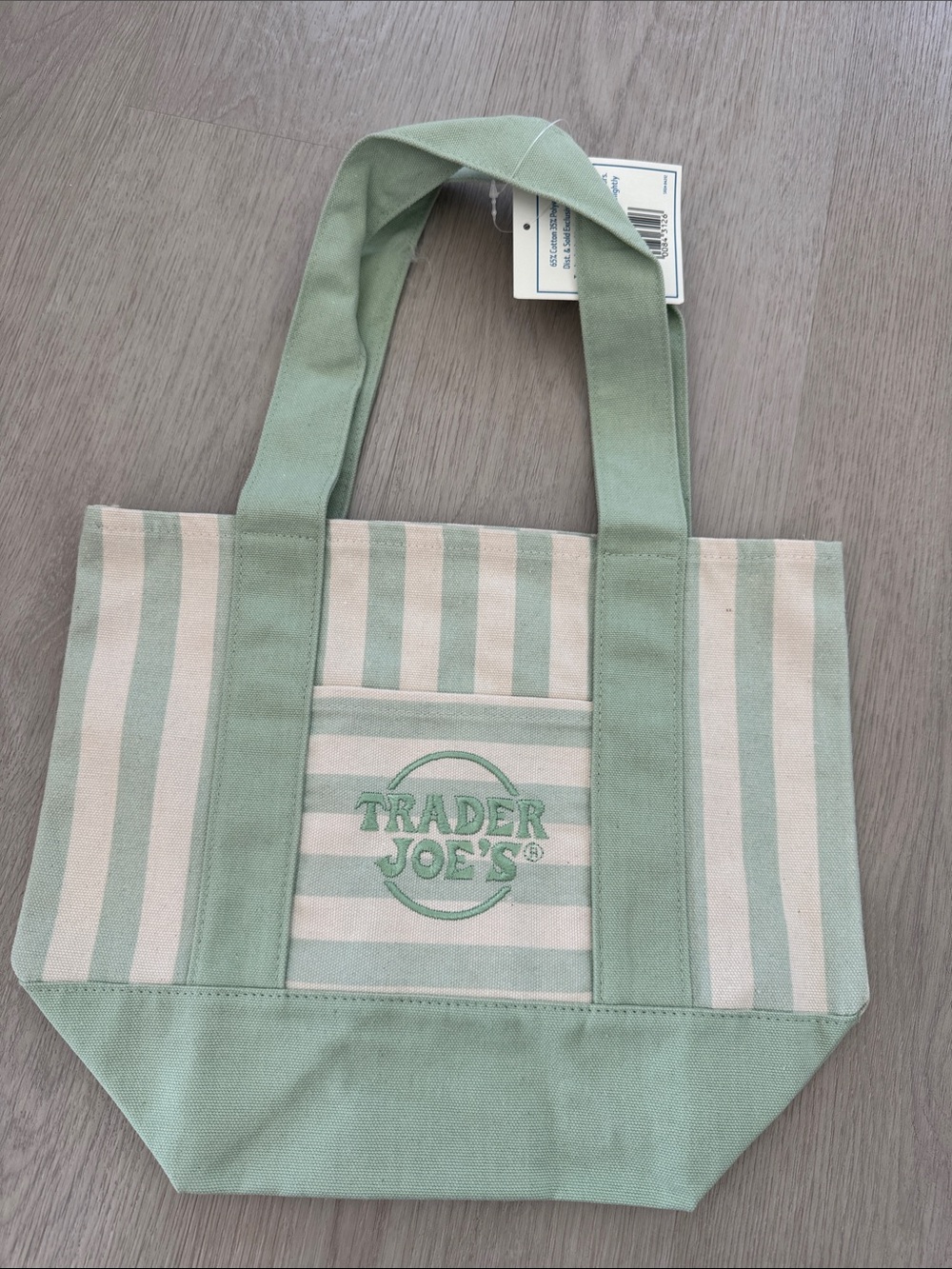 Trader Joe's Summer 2026 Edition Sage Green Striped Mini Canvas Tote